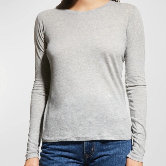 Vince Essential Long Sleeve T-shirt Crewneck Tee Gray Relaxed Women's Large - Picture 1 of 7